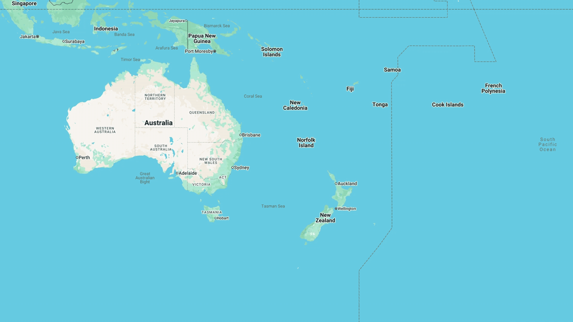 Map interface with New Zealand and multiple vehicle tracking pins displayed as vertical bars at different locations, with a sidebar showing event listings, demonstrating fleet-wide vehicle monitoring and tracking capabilities