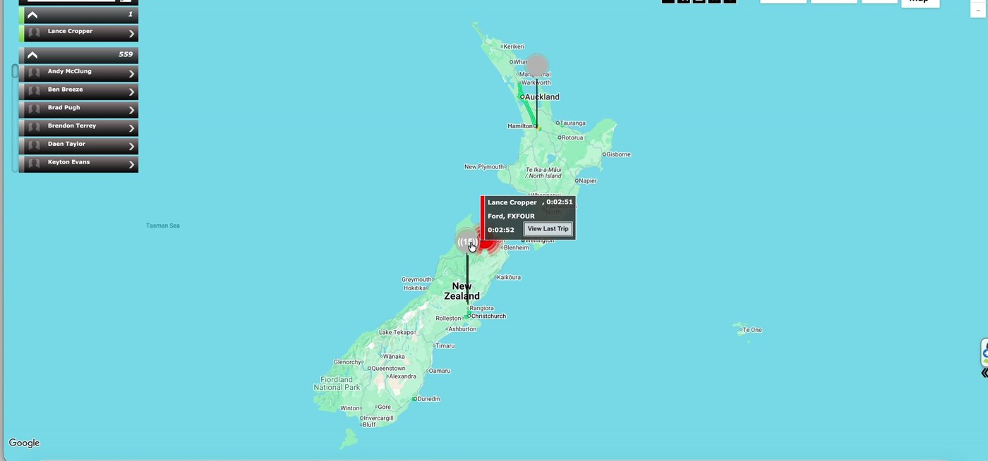 365Trac live fleet map of New Zealand with vehicle markers